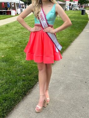 Vibrant Blue and Pink Johnathan Kayne Dress